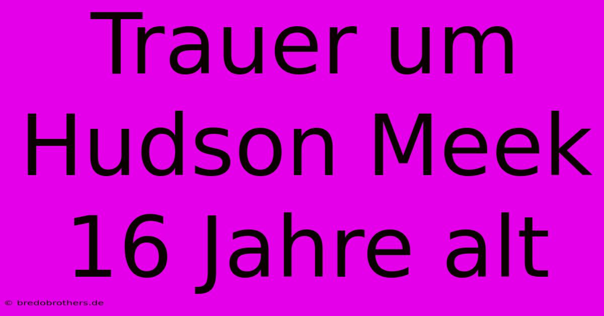 Trauer Um Hudson Meek 16 Jahre Alt