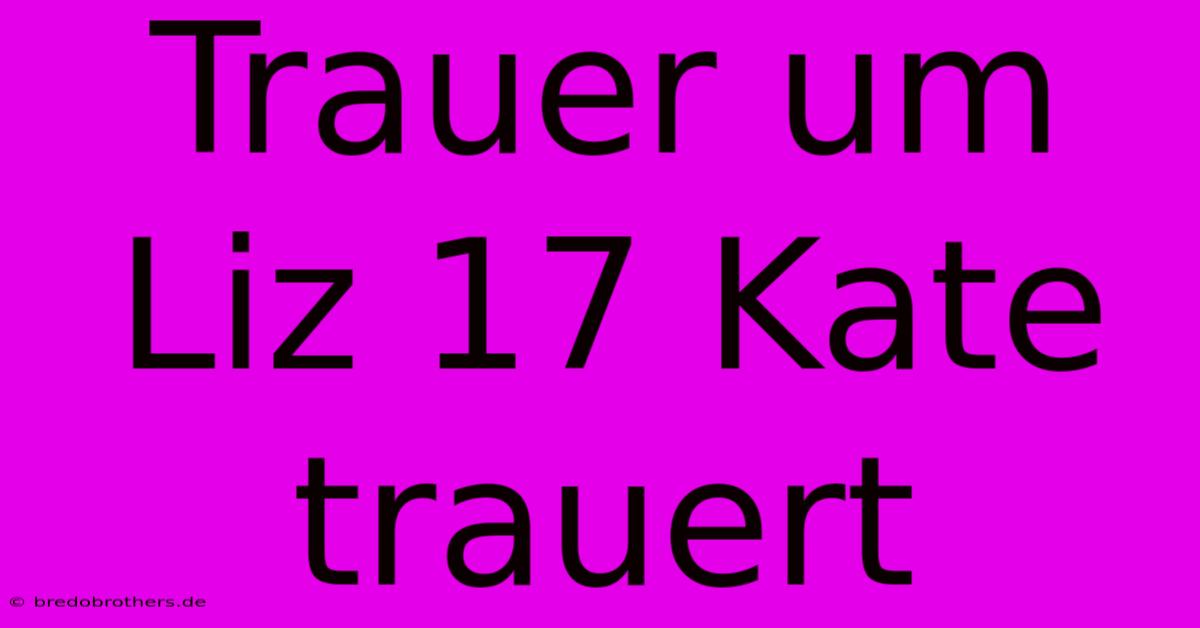 Trauer Um Liz 17 Kate Trauert