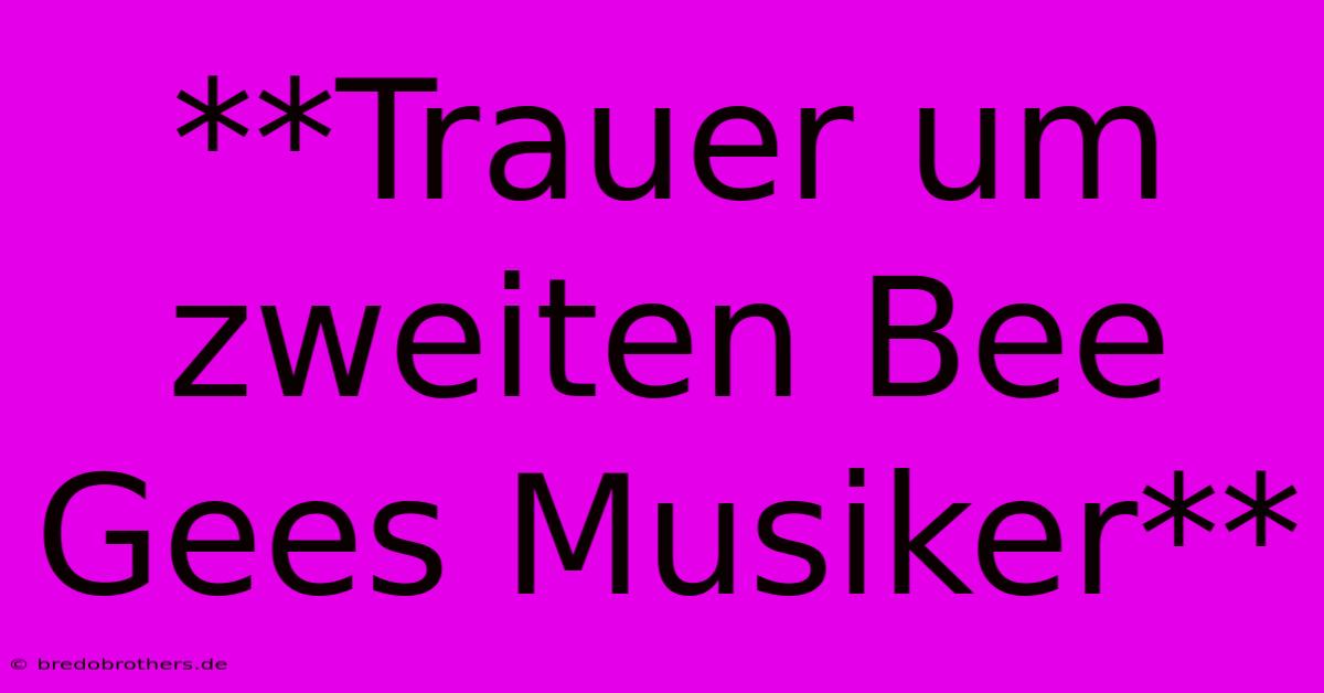 **Trauer Um Zweiten Bee Gees Musiker**