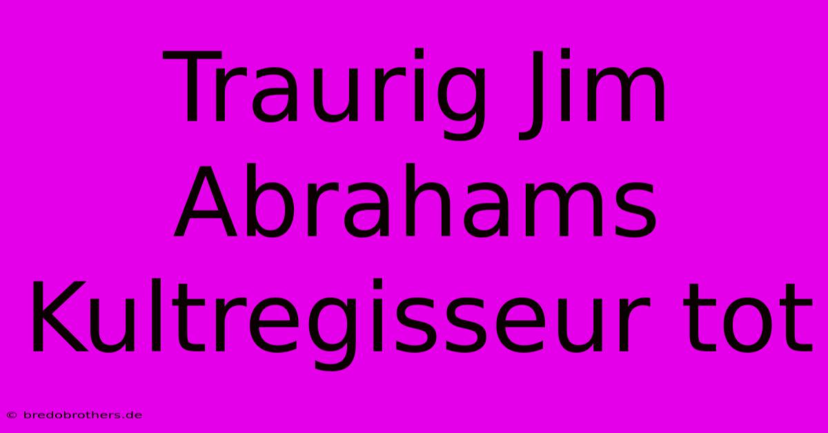 Traurig Jim Abrahams Kultregisseur Tot