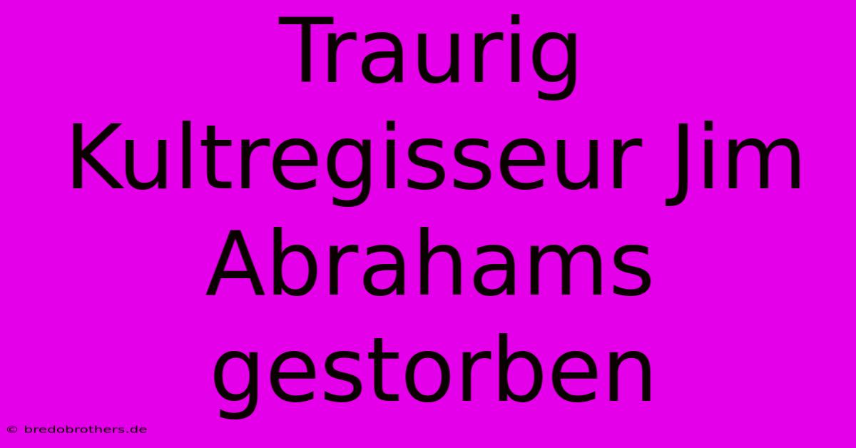 Traurig Kultregisseur Jim Abrahams Gestorben