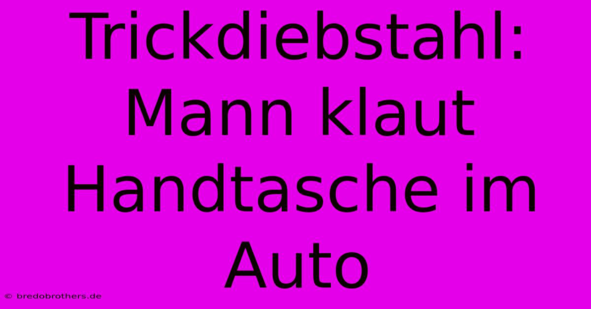 Trickdiebstahl: Mann Klaut Handtasche Im Auto