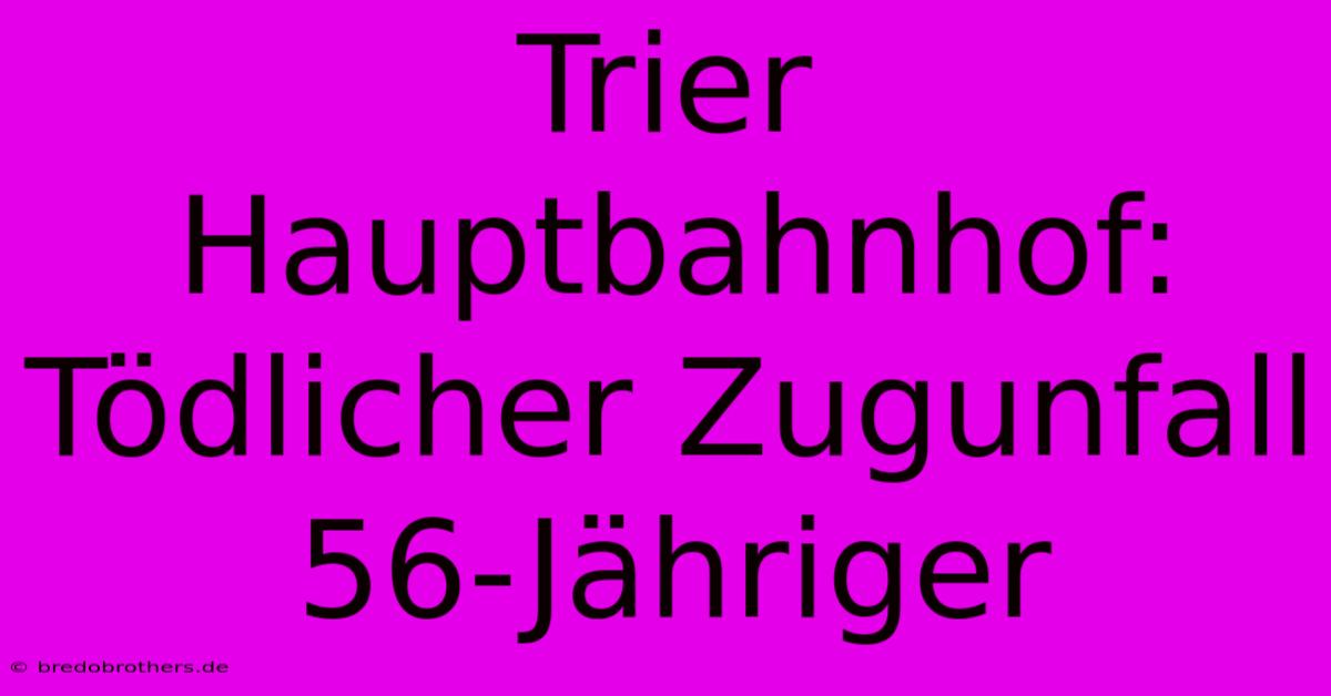 Trier Hauptbahnhof: Tödlicher Zugunfall 56-Jähriger