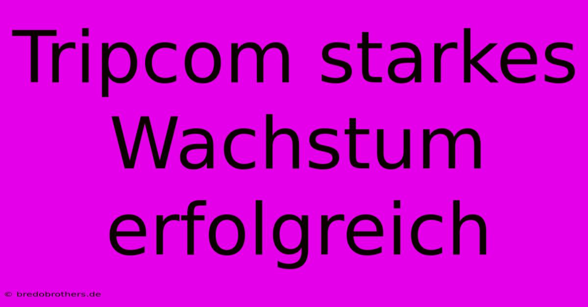 Tripcom Starkes Wachstum  Erfolgreich