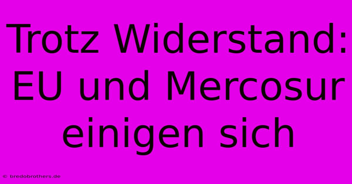 Trotz Widerstand: EU Und Mercosur Einigen Sich