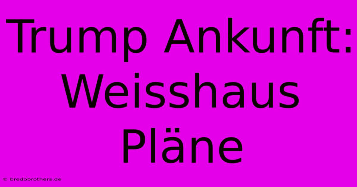 Trump Ankunft:  Weisshaus Pläne