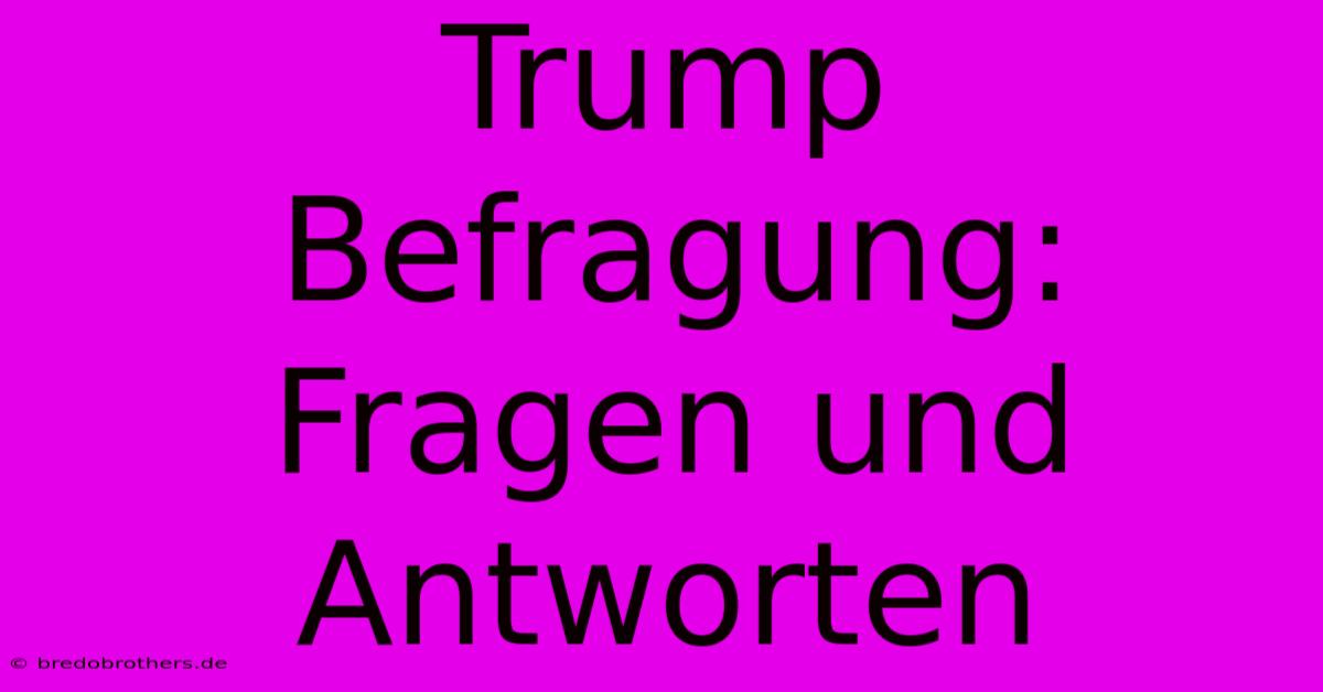 Trump Befragung: Fragen Und Antworten