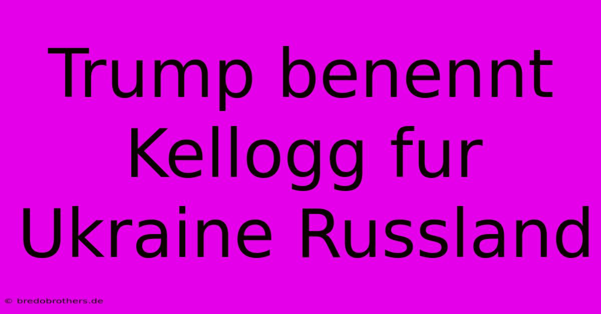 Trump Benennt Kellogg Fur Ukraine Russland