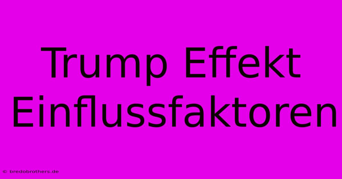 Trump Effekt Einflussfaktoren