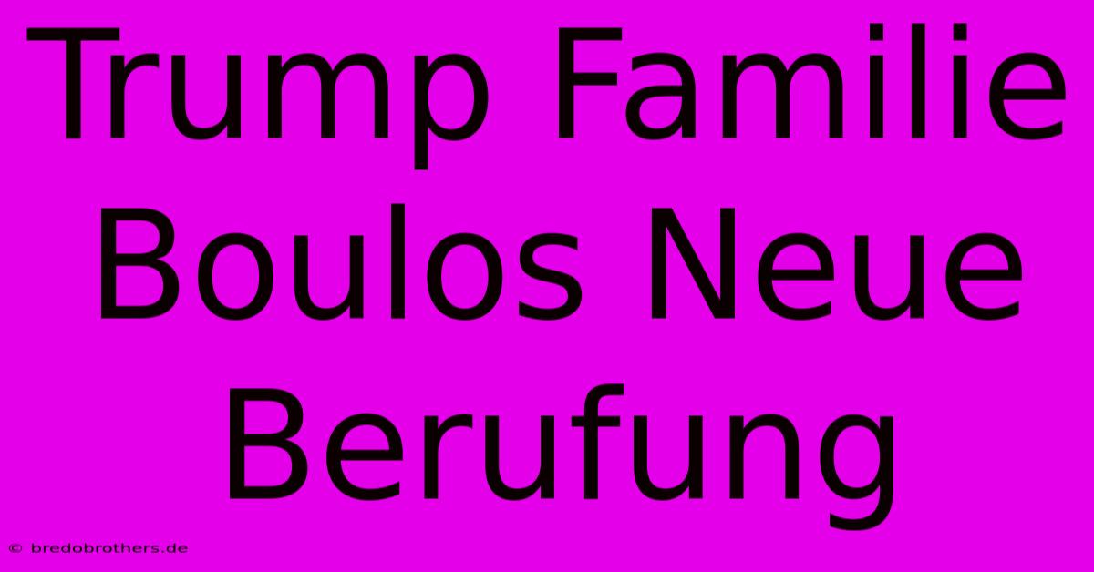 Trump Familie Boulos Neue Berufung