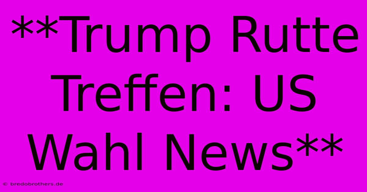 **Trump Rutte Treffen: US Wahl News**