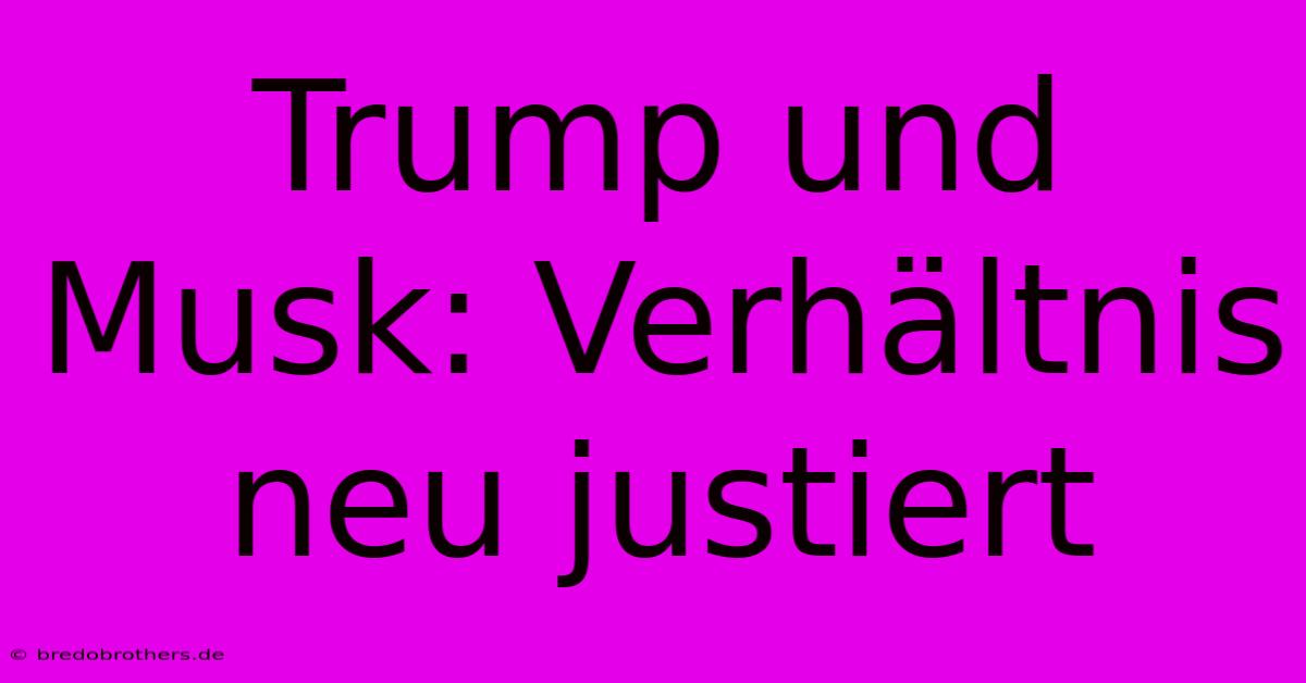 Trump Und Musk: Verhältnis Neu Justiert