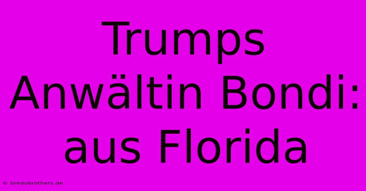 Trumps Anwältin Bondi: Aus Florida