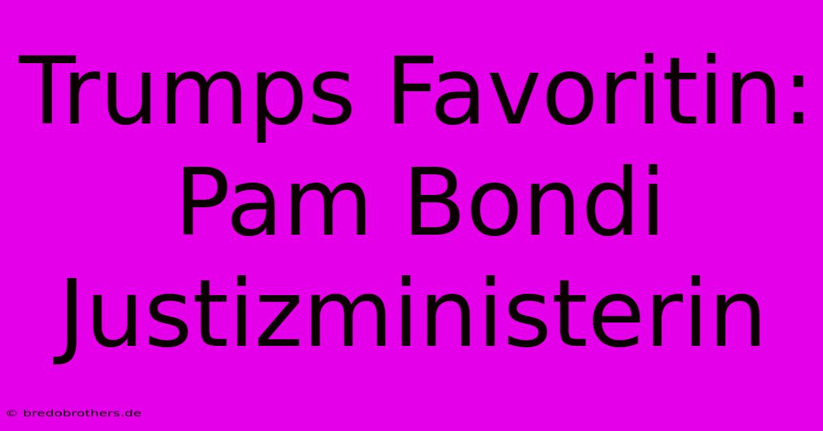 Trumps Favoritin: Pam Bondi Justizministerin