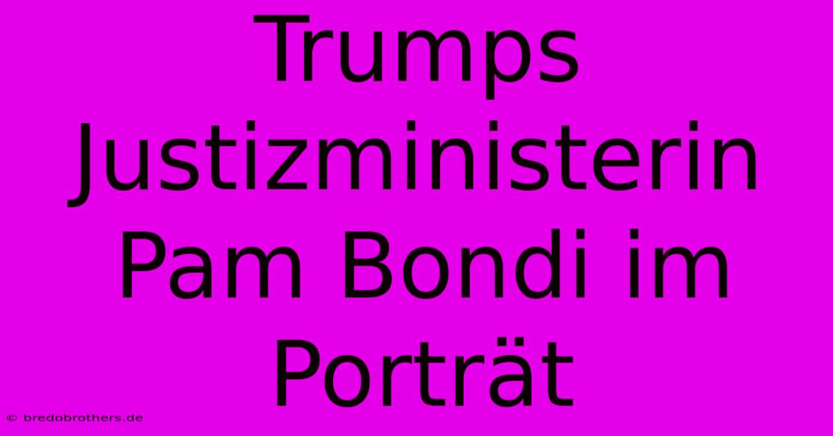 Trumps Justizministerin Pam Bondi Im Porträt