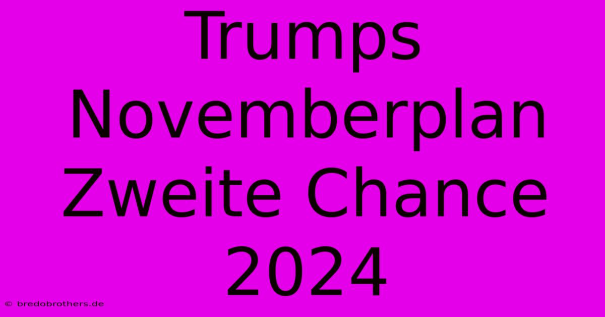 Trumps Novemberplan Zweite Chance 2024