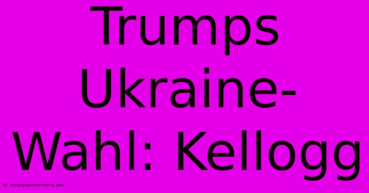 Trumps Ukraine-Wahl: Kellogg