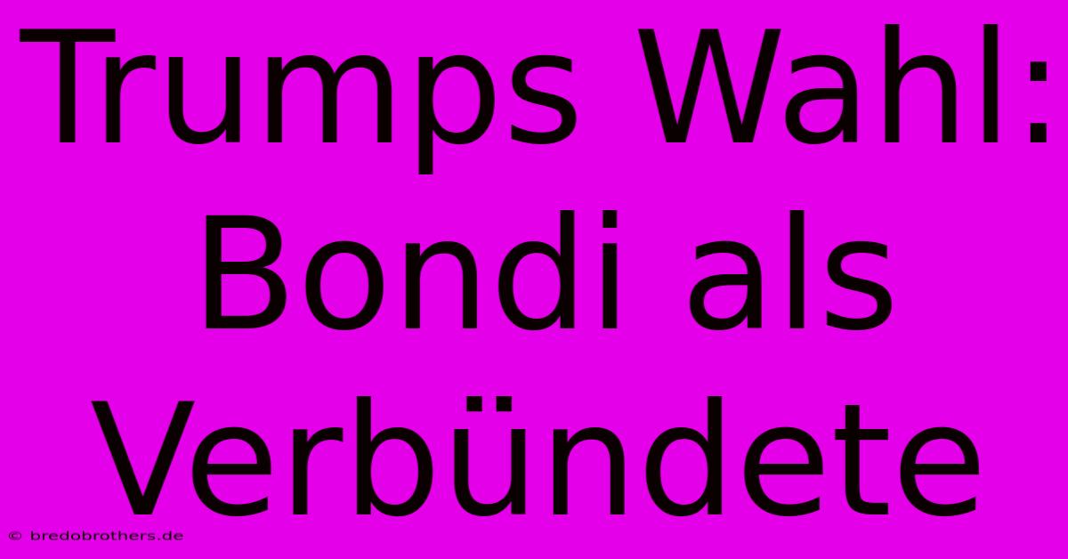 Trumps Wahl: Bondi Als Verbündete