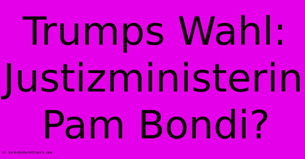 Trumps Wahl: Justizministerin Pam Bondi?