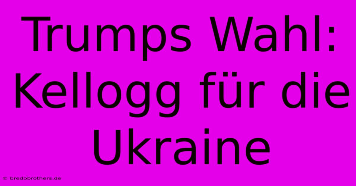 Trumps Wahl: Kellogg Für Die Ukraine