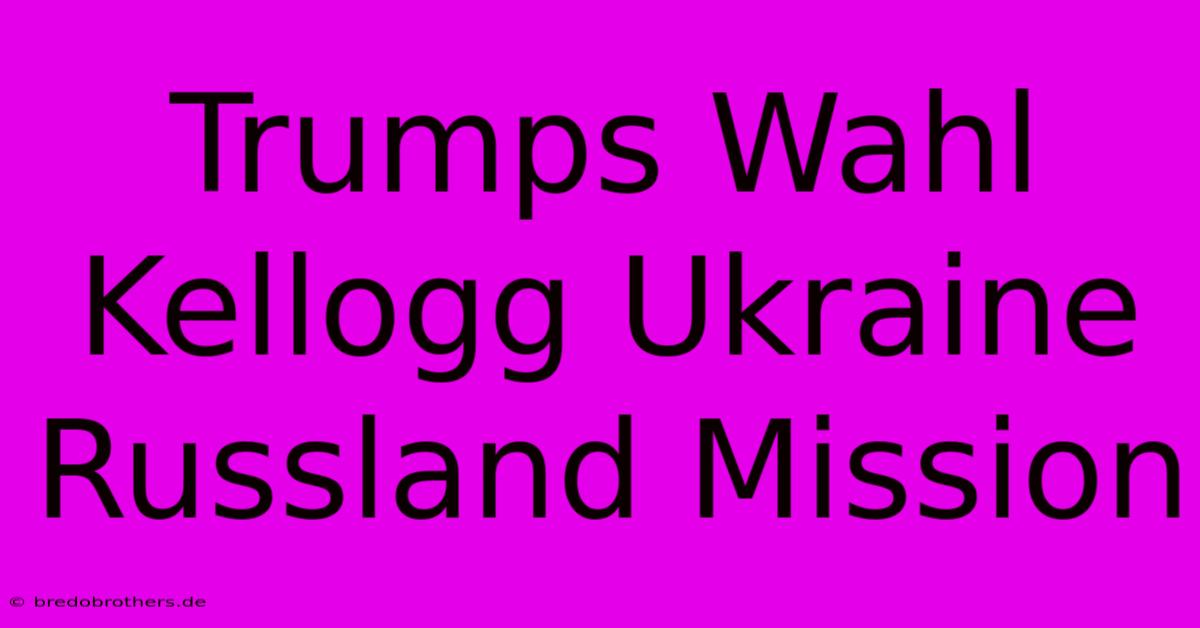 Trumps Wahl Kellogg Ukraine Russland Mission