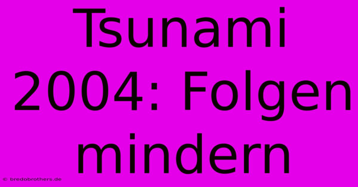 Tsunami 2004: Folgen Mindern