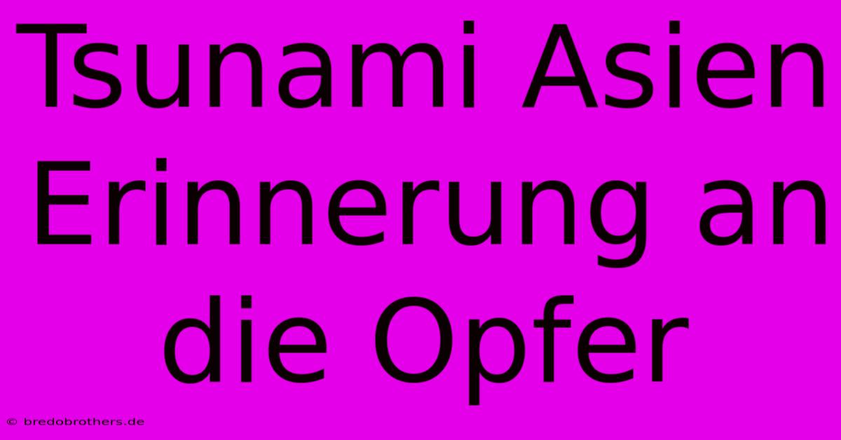 Tsunami Asien  Erinnerung An Die Opfer