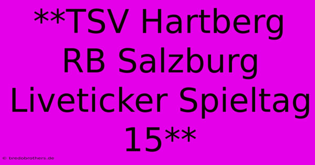 **TSV Hartberg RB Salzburg Liveticker Spieltag 15**