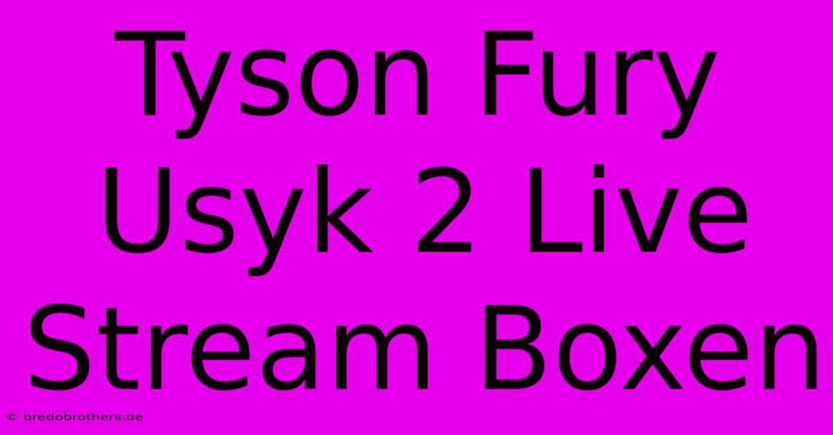 Tyson Fury Usyk 2 Live Stream Boxen