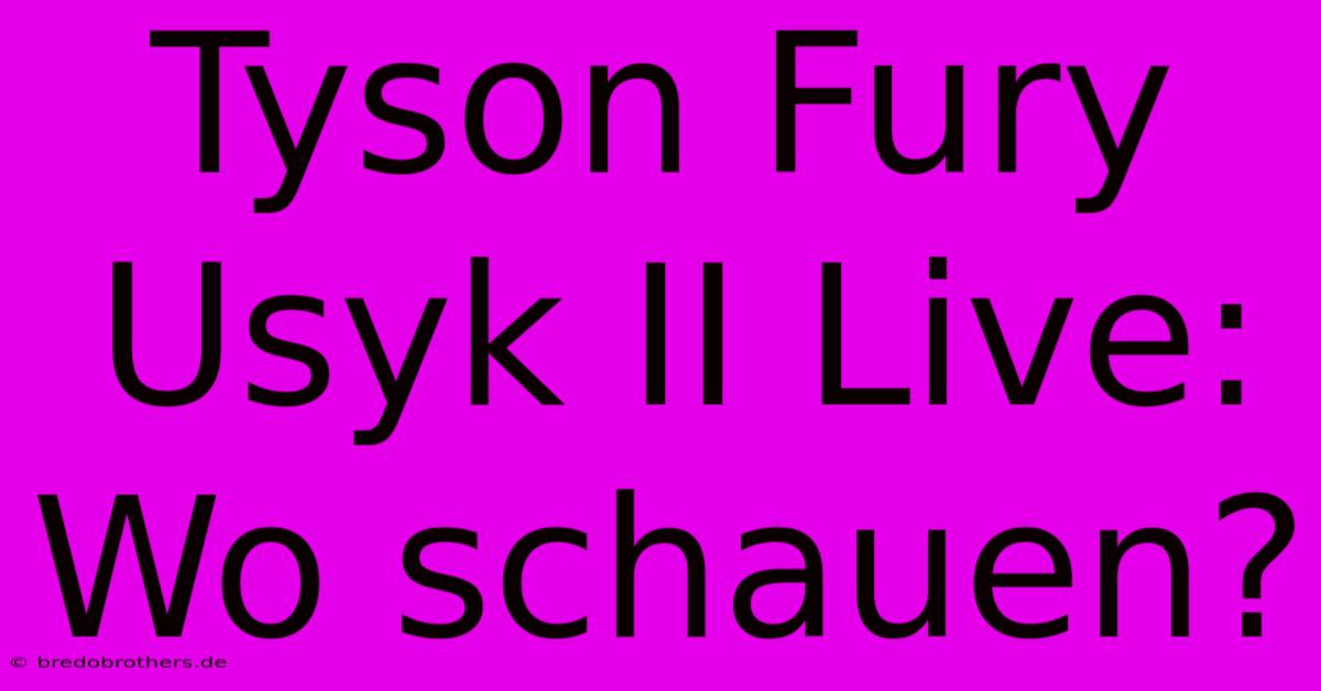 Tyson Fury Usyk II Live: Wo Schauen?