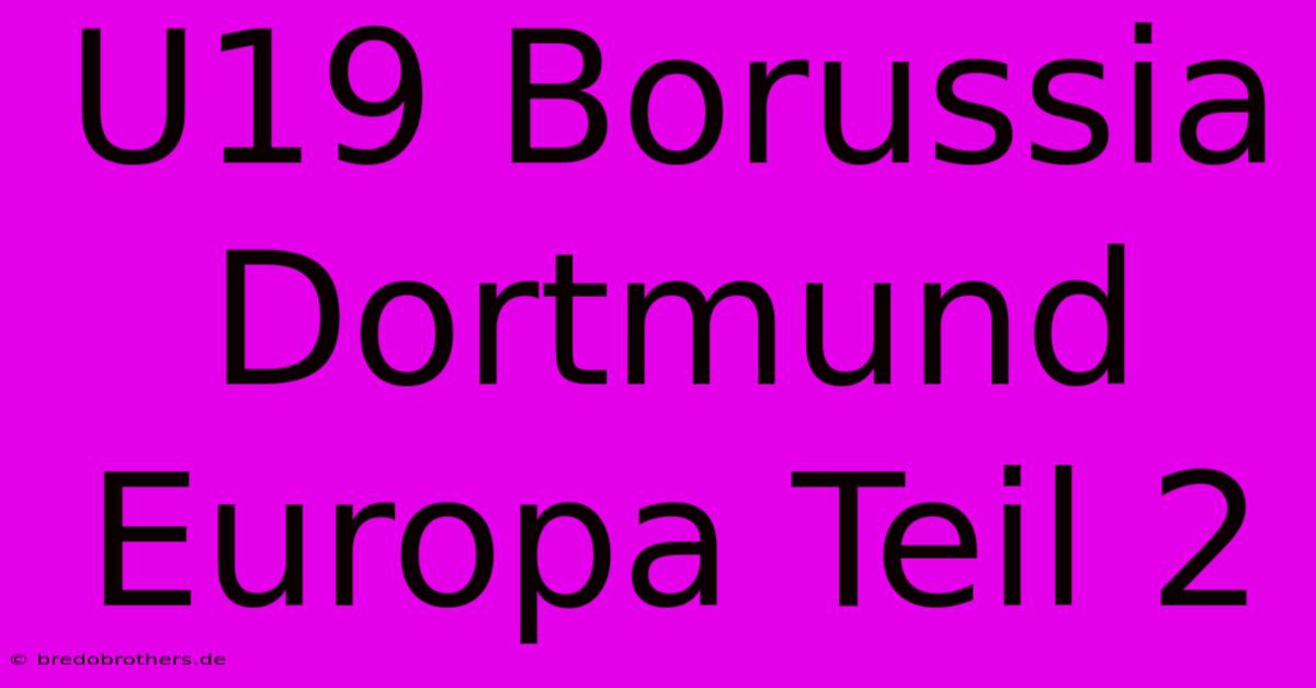 U19 Borussia Dortmund Europa Teil 2