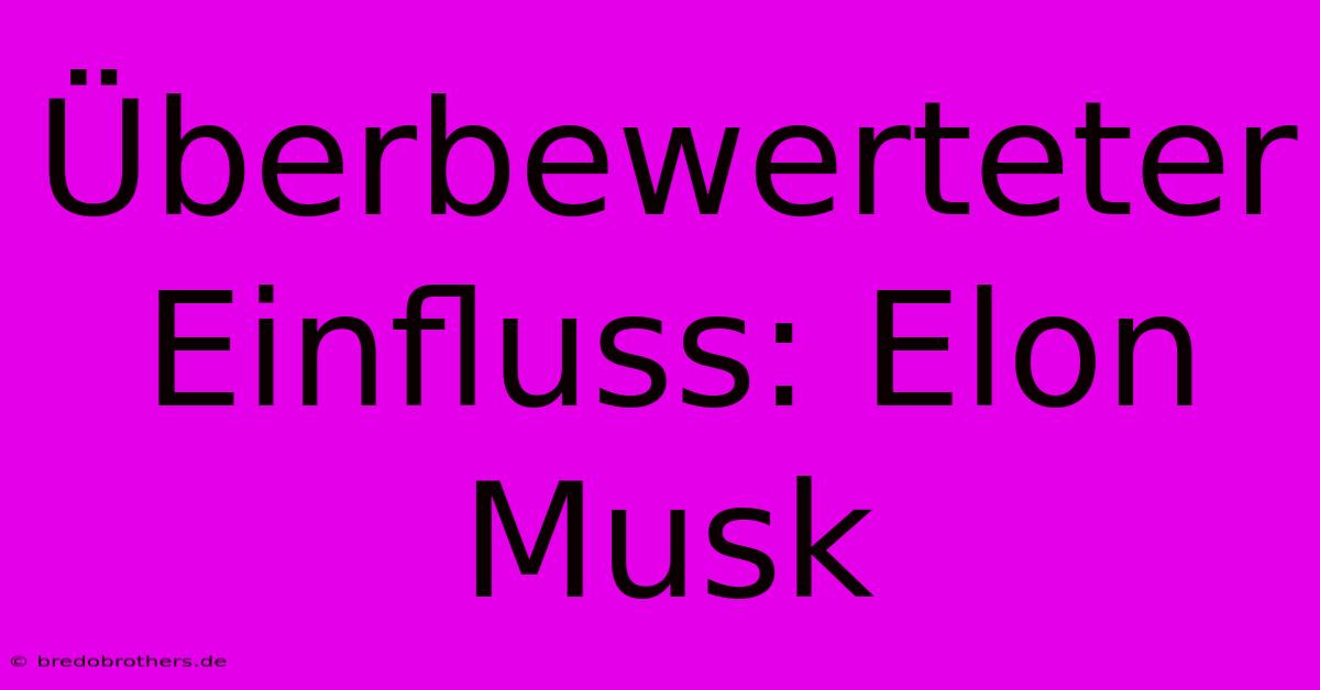 Überbewerteter Einfluss: Elon Musk