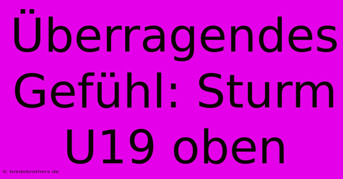 Überragendes Gefühl: Sturm U19 Oben