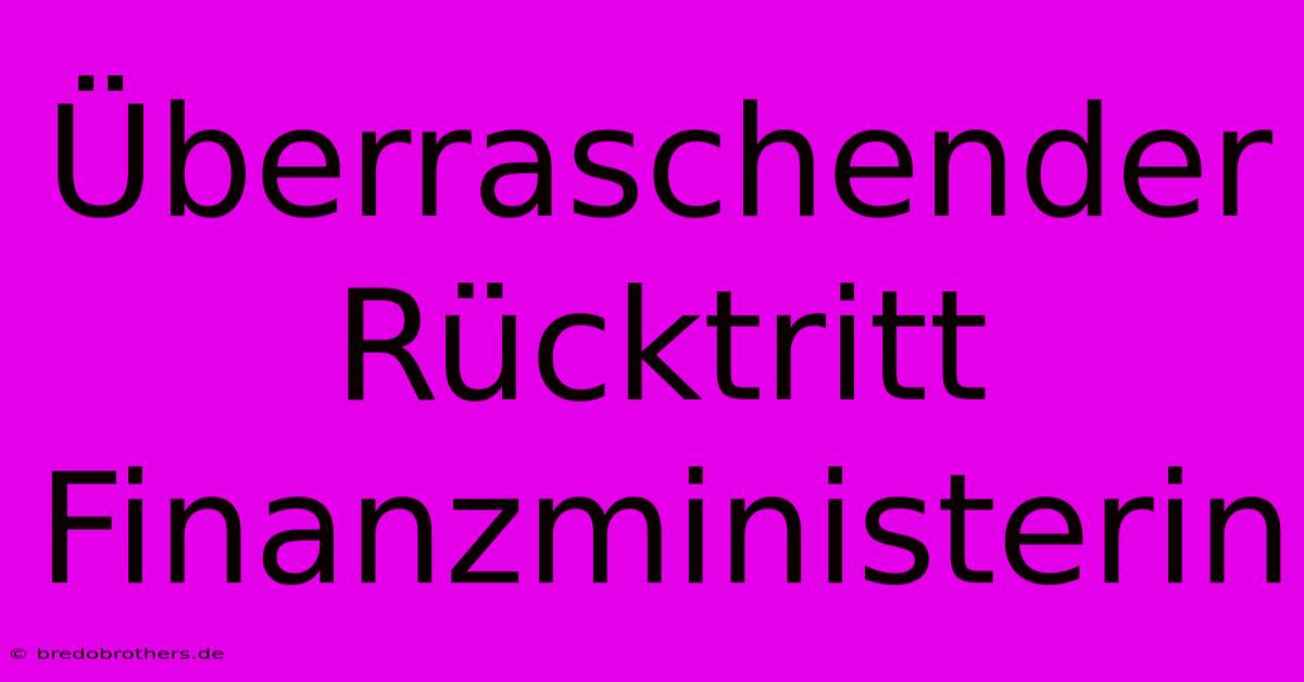 Überraschender Rücktritt Finanzministerin