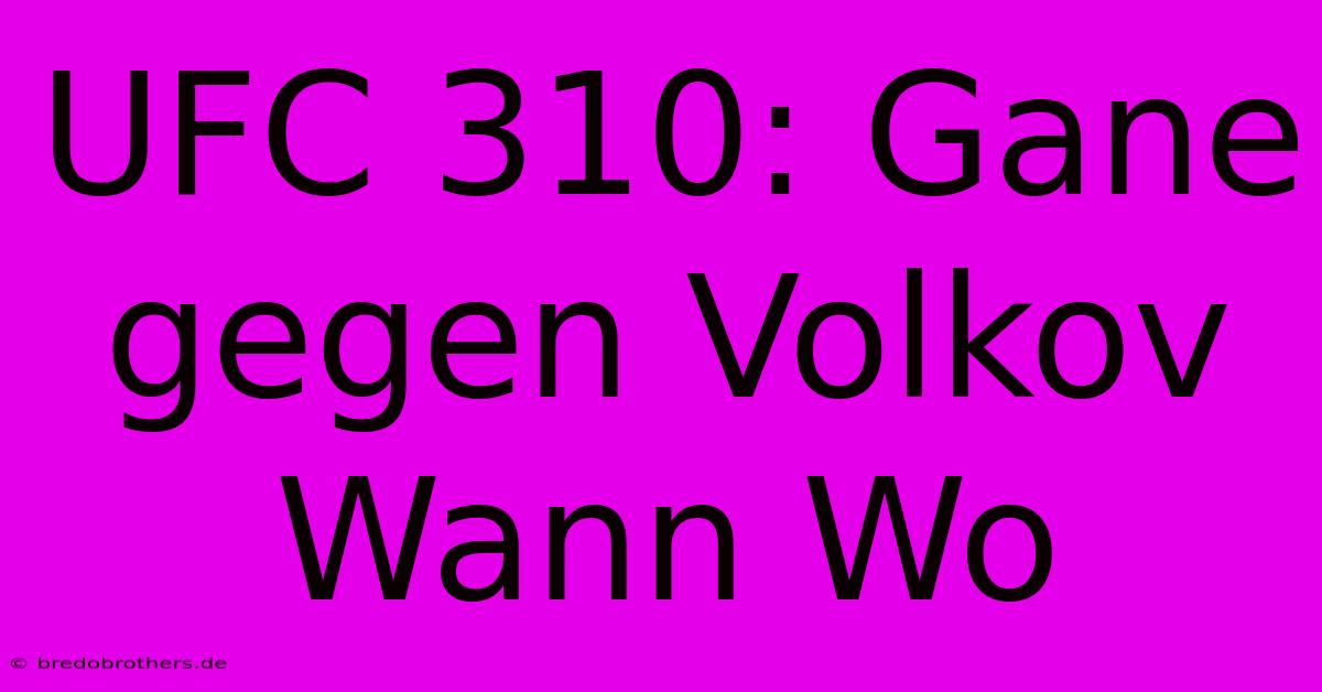 UFC 310: Gane Gegen Volkov Wann Wo