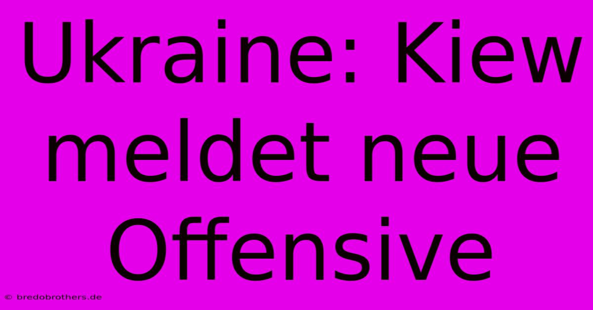 Ukraine: Kiew Meldet Neue Offensive