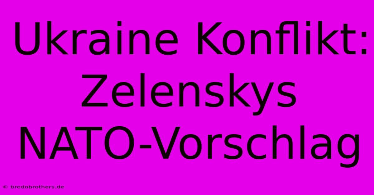 Ukraine Konflikt: Zelenskys NATO-Vorschlag