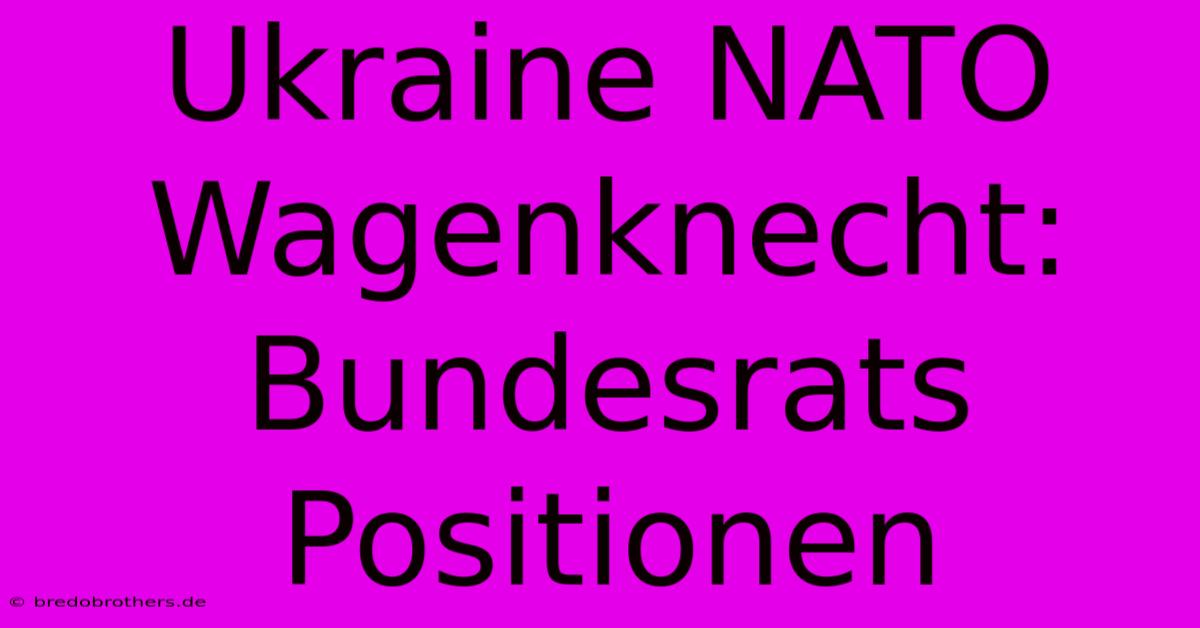 Ukraine NATO Wagenknecht: Bundesrats Positionen