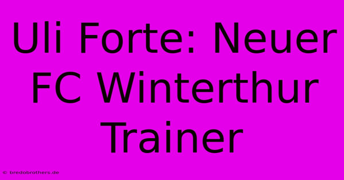 Uli Forte: Neuer FC Winterthur Trainer