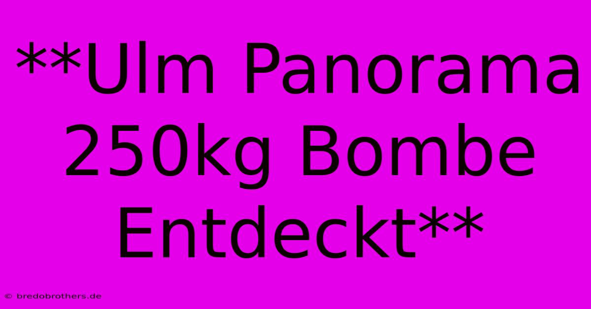 **Ulm Panorama 250kg Bombe Entdeckt**