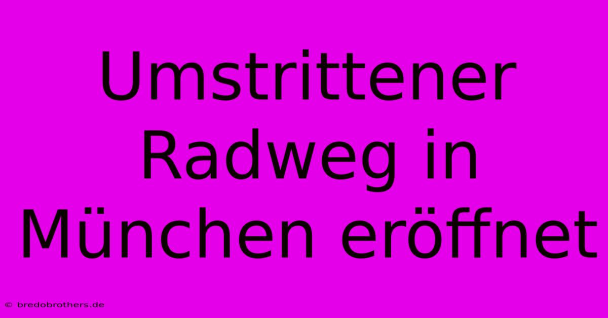 Umstrittener Radweg In München Eröffnet