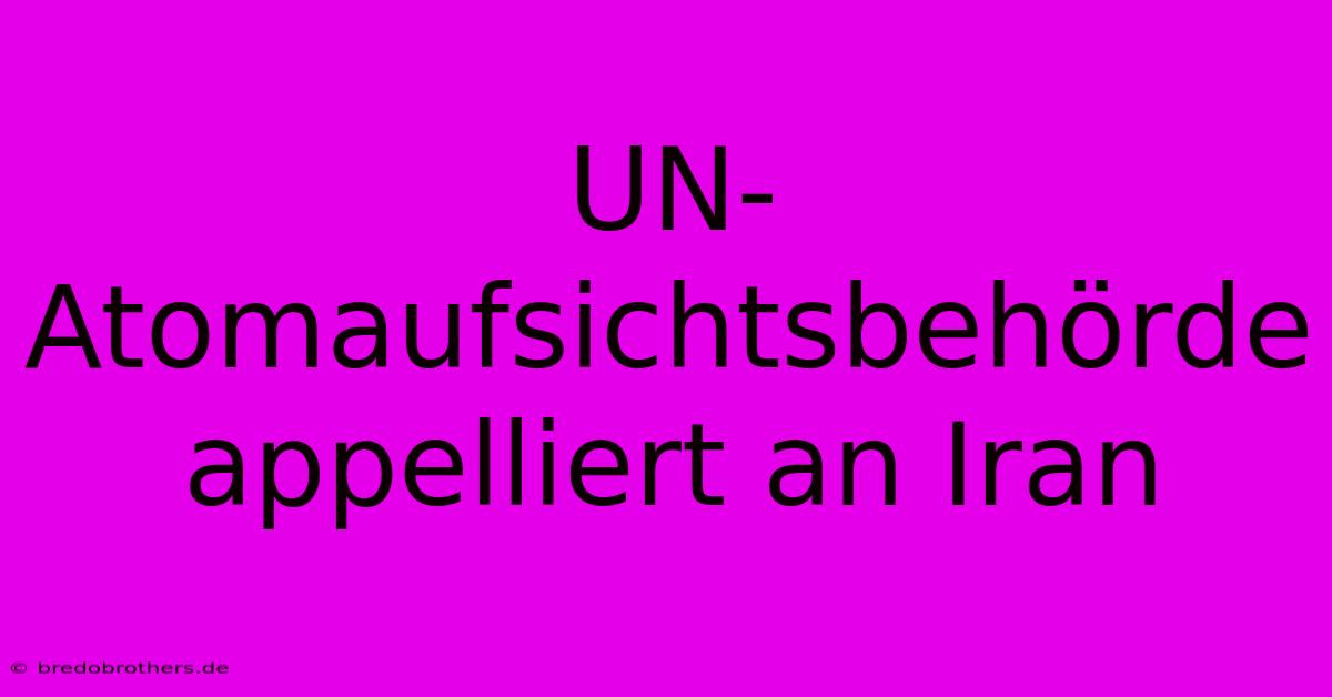 UN-Atomaufsichtsbehörde Appelliert An Iran