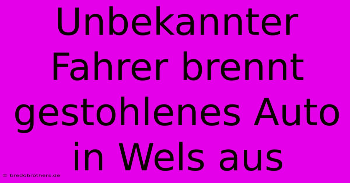 Unbekannter Fahrer Brennt Gestohlenes Auto In Wels Aus