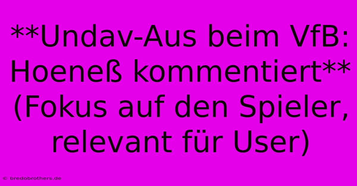 **Undav-Aus Beim VfB: Hoeneß Kommentiert** (Fokus Auf Den Spieler, Relevant Für User)