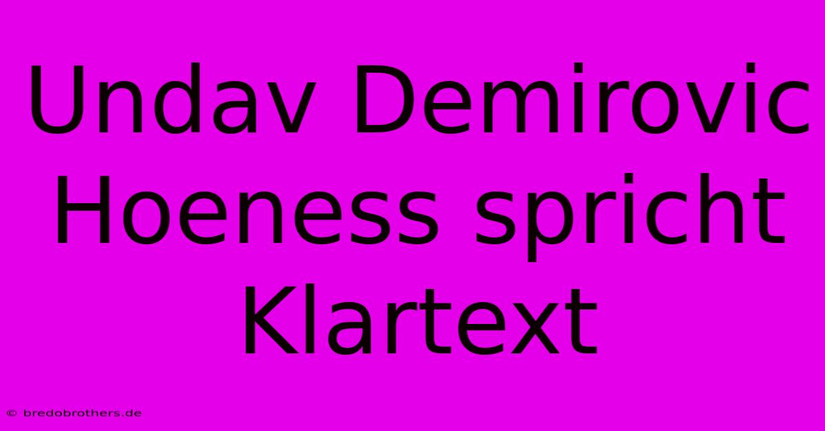 Undav Demirovic Hoeness Spricht Klartext