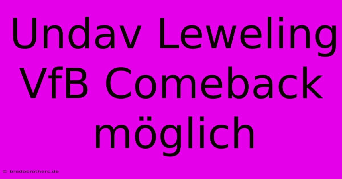 Undav Leweling VfB Comeback Möglich