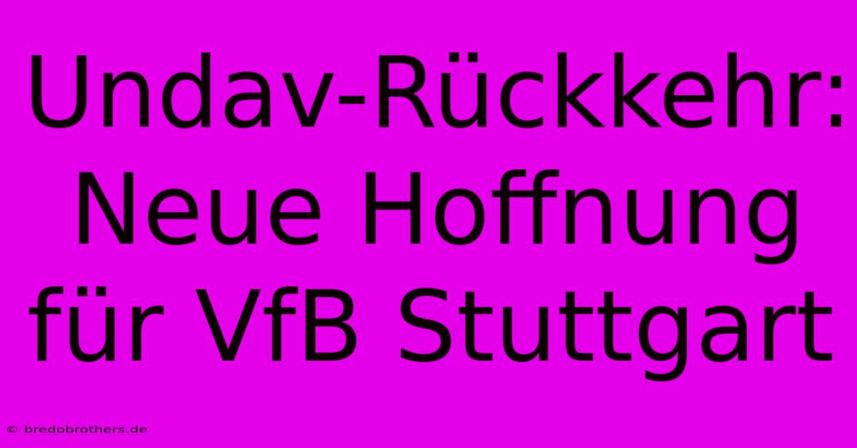 Undav-Rückkehr: Neue Hoffnung Für VfB Stuttgart