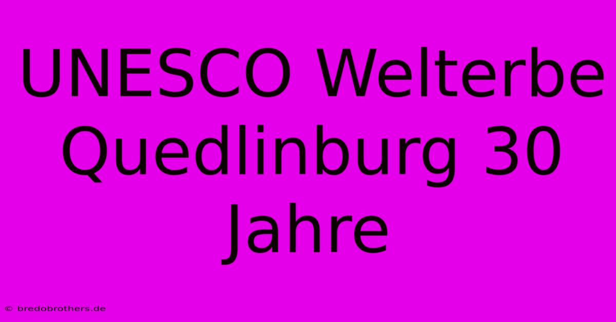 UNESCO Welterbe Quedlinburg 30 Jahre