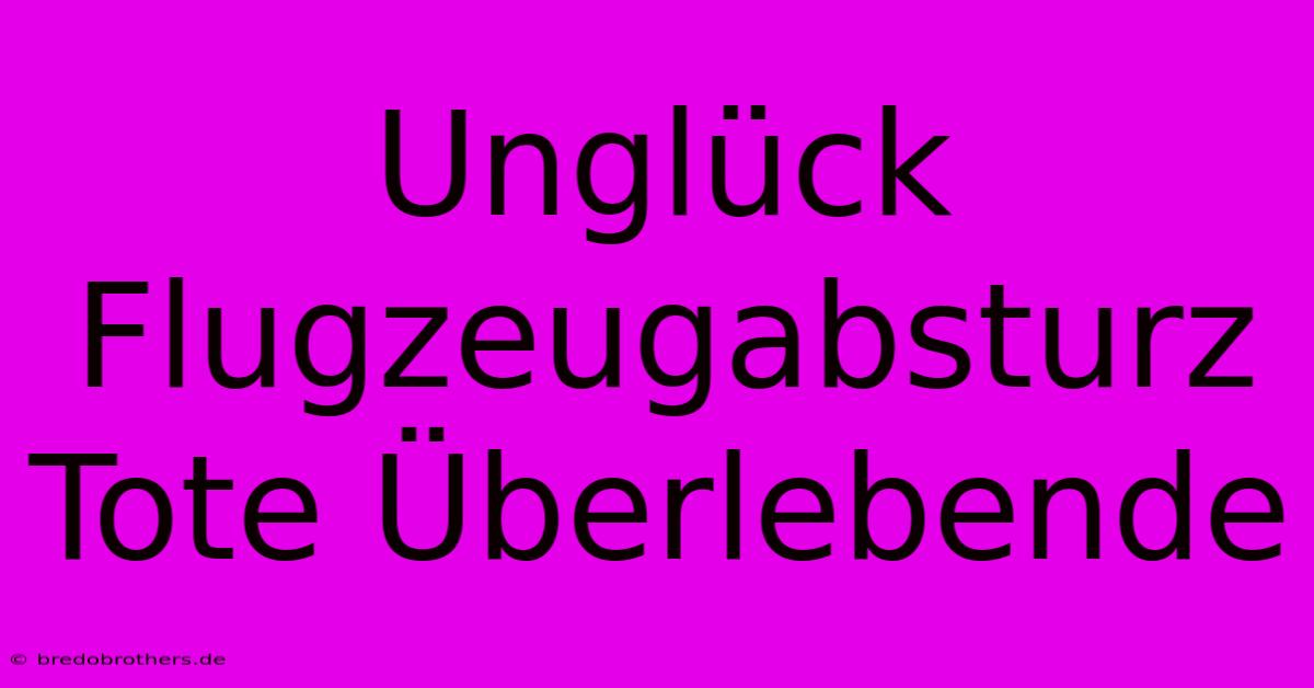 Unglück Flugzeugabsturz Tote Überlebende