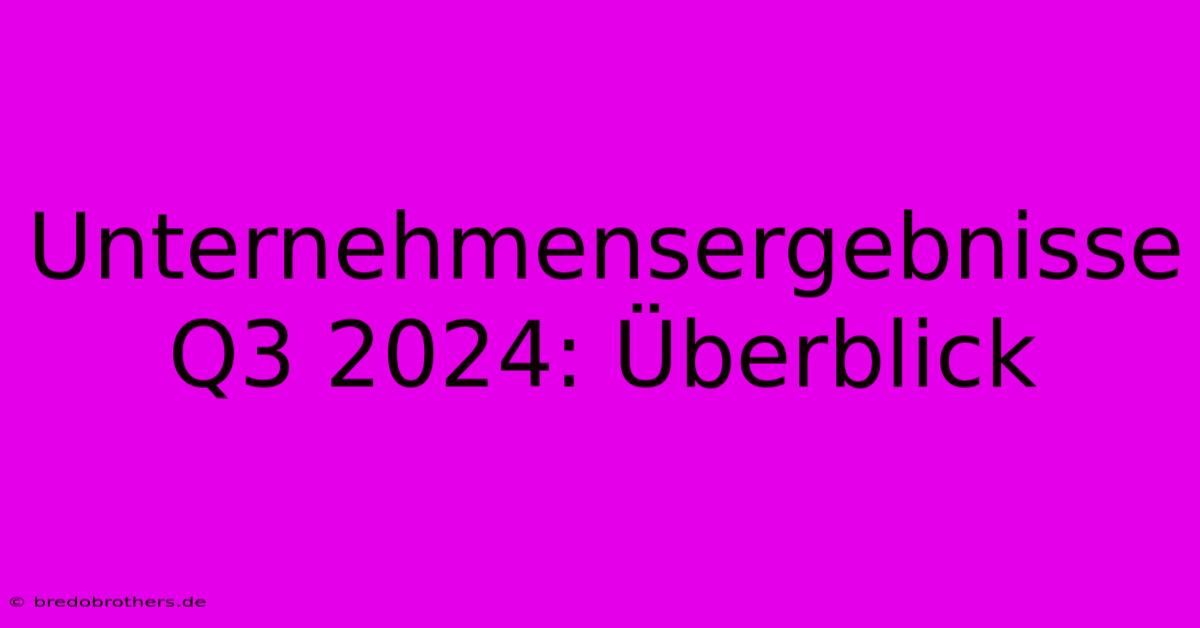 Unternehmensergebnisse Q3 2024: Überblick